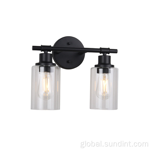 2-Lights Glass Wall Lamp For Living Room Fashionable Black 2-light Glass Indoor Vanity Light Supplier
